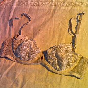 Free People White Eyelet Balconette Bra (34B)